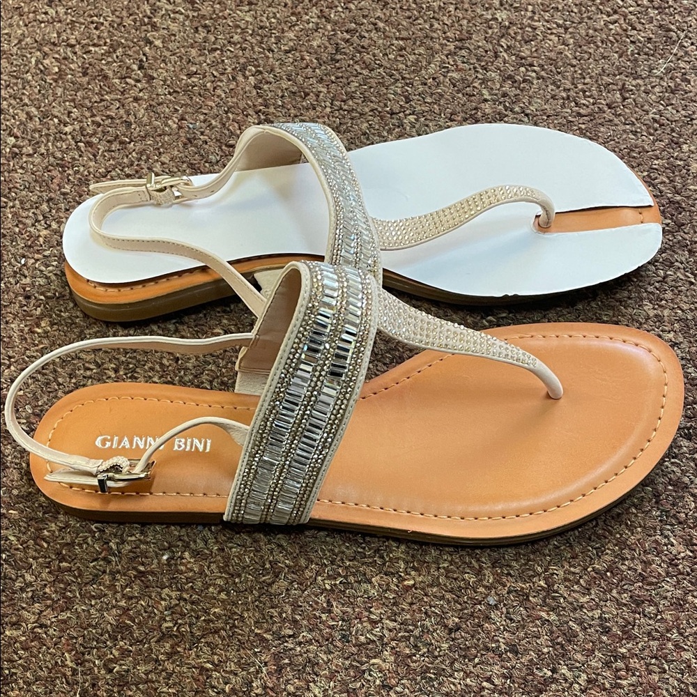 Gianni Bini AZELLIA Tan Bisque Embellished Strap Sandals - New Unworn!